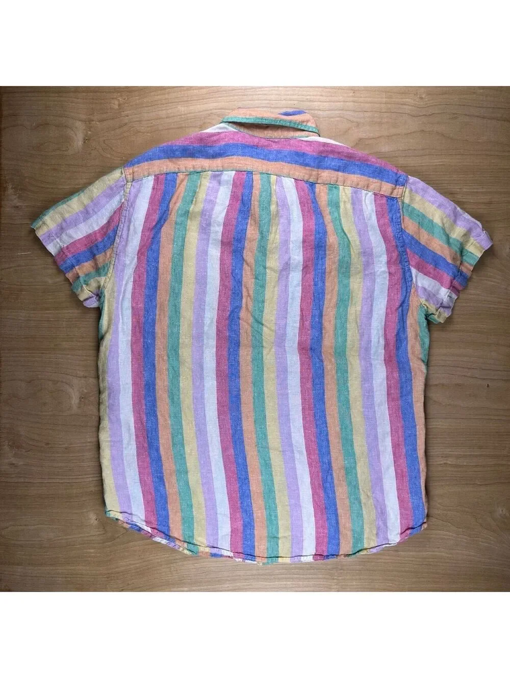 Jcrew Baird Mcnutt Linen button up shirt large made india striped colorful slim